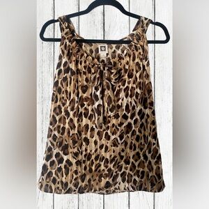 Anne Klein Leopard Cheetah Print Sleeveless Blouse Women’s Small EUC